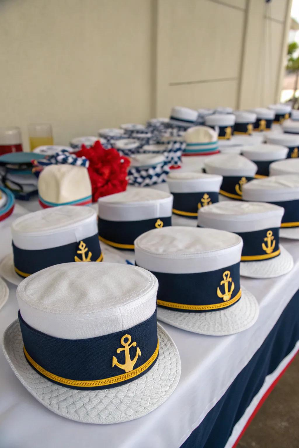 Seafarer hats make fun and memorable take-home gifts.