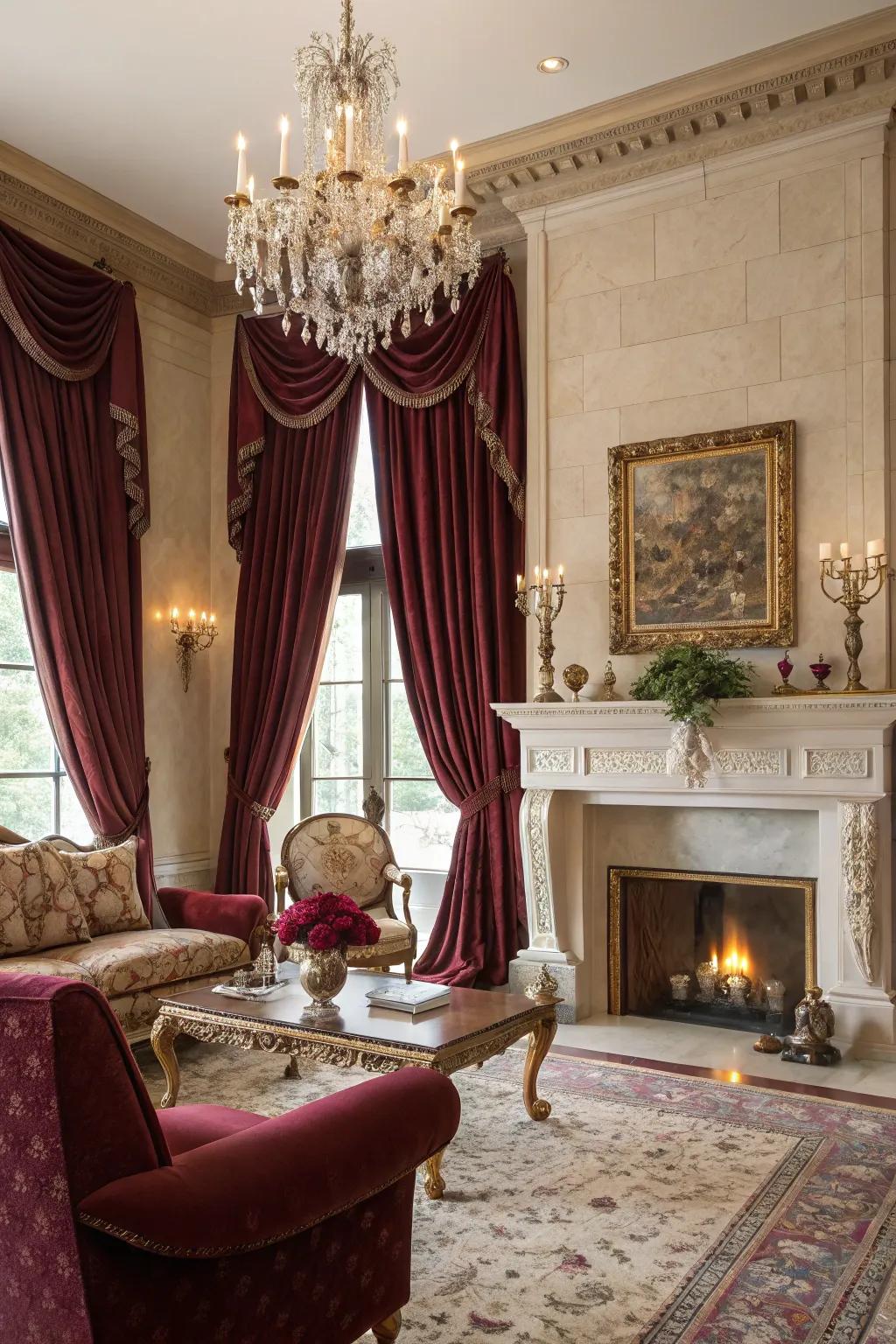 Velvet window coverings bring opulence and coziness to any environment.