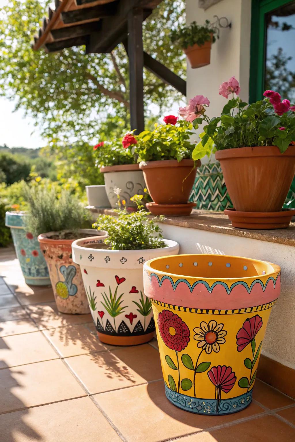 Artisanal floral vessels introduce vibrant allure to any garden.