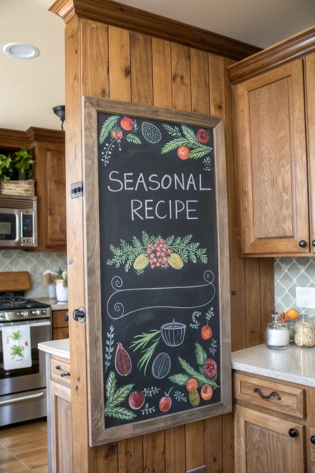 An enchanting seasonal culinary index presented in the kitchen.