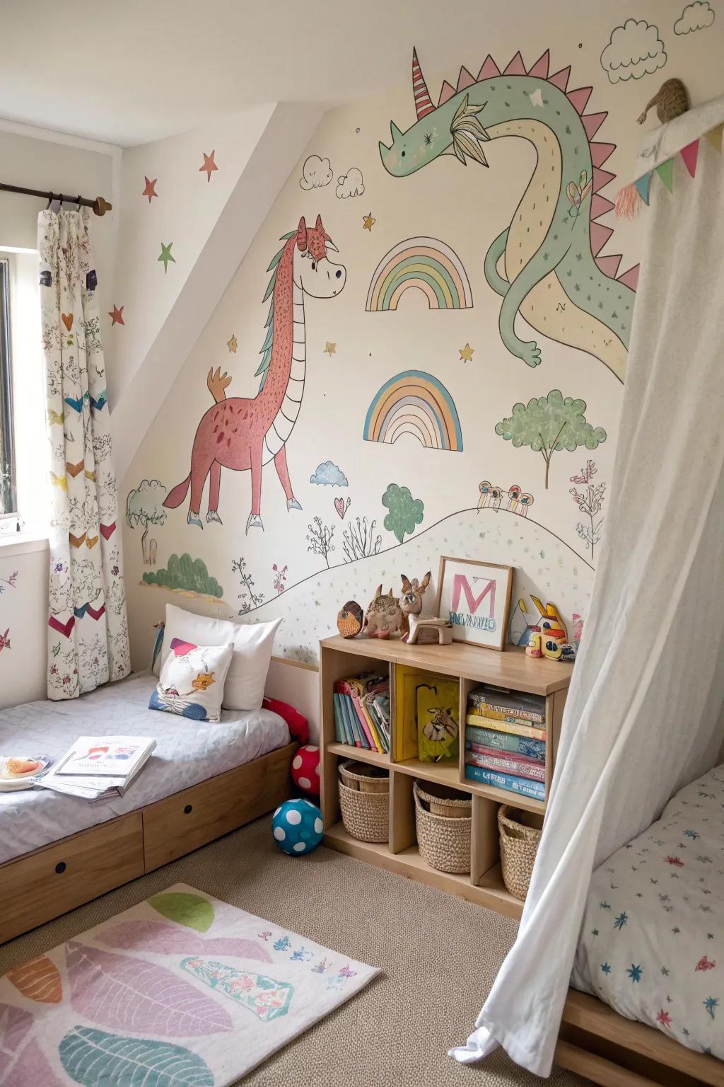 Whimsical beings bring magic to a child's bedroom.