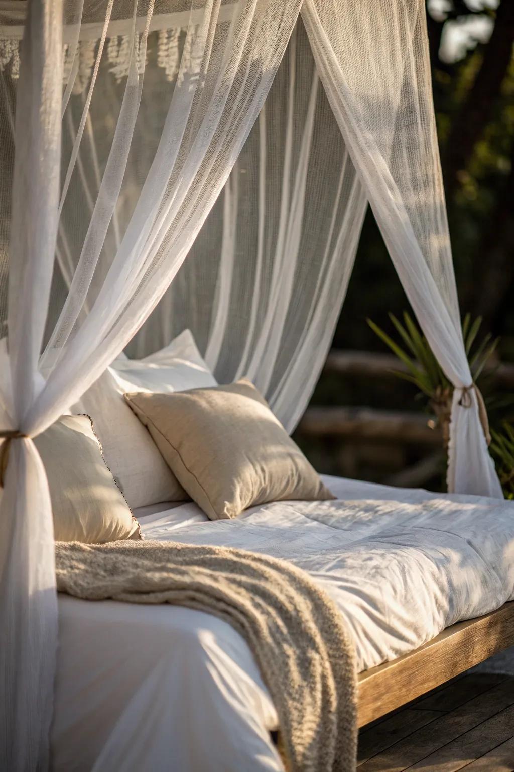 A canopy introduces an enchanting element to any bed.