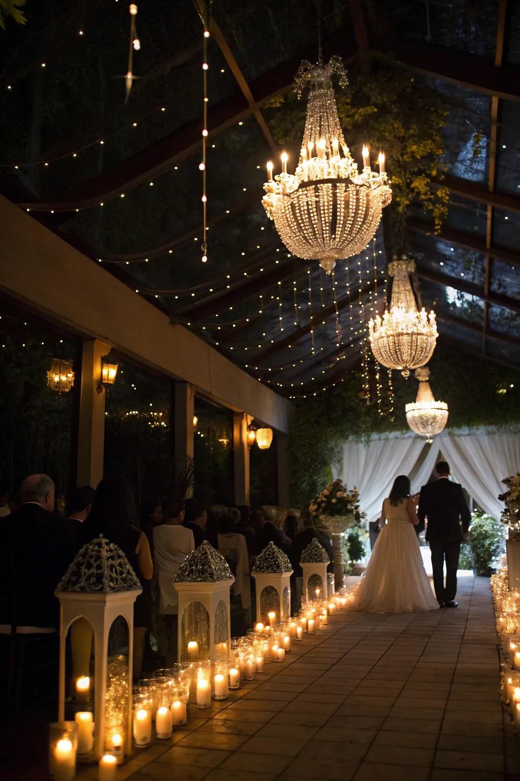 Fantastical illumination crafting a magical wedding ambiance.