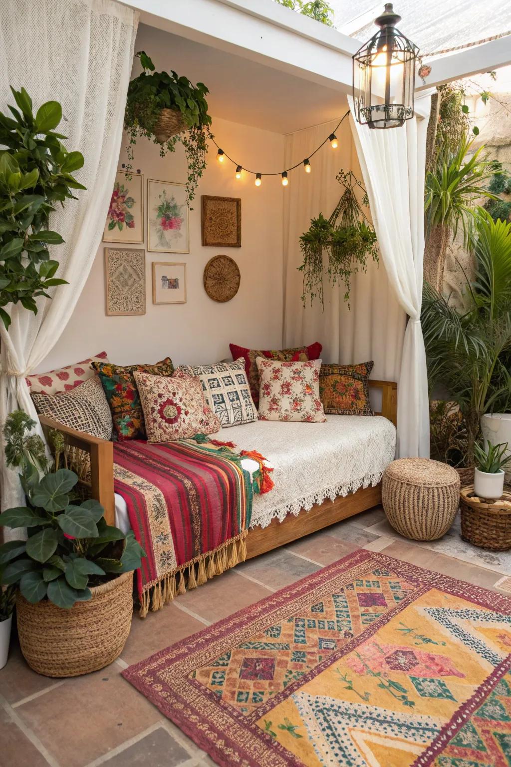 With a boho-chic daybed design, you can add warmth.