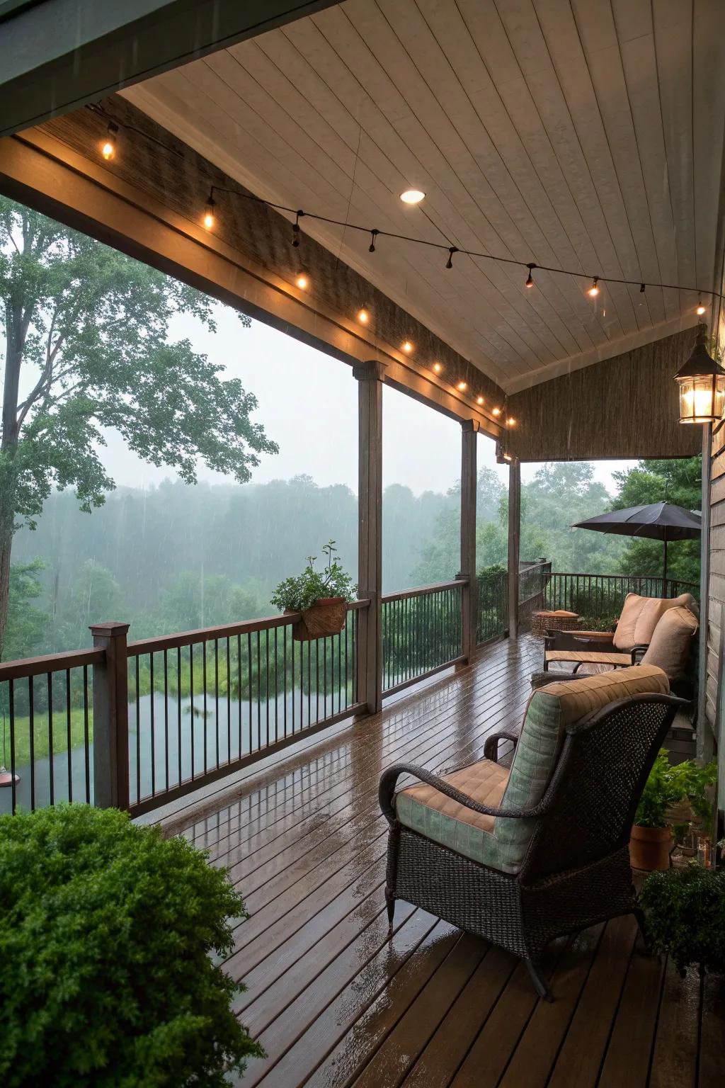 Covered patios ensure comfort and protection regardless of weather.