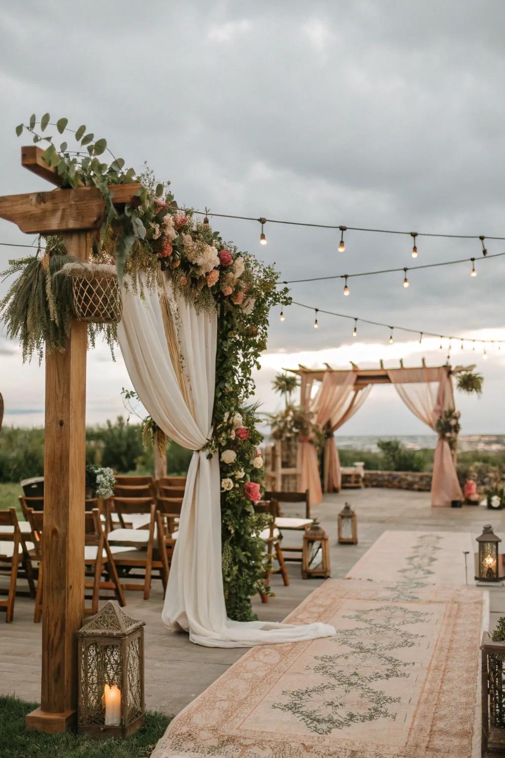 A cohesive bohemian-themed nuptial location.