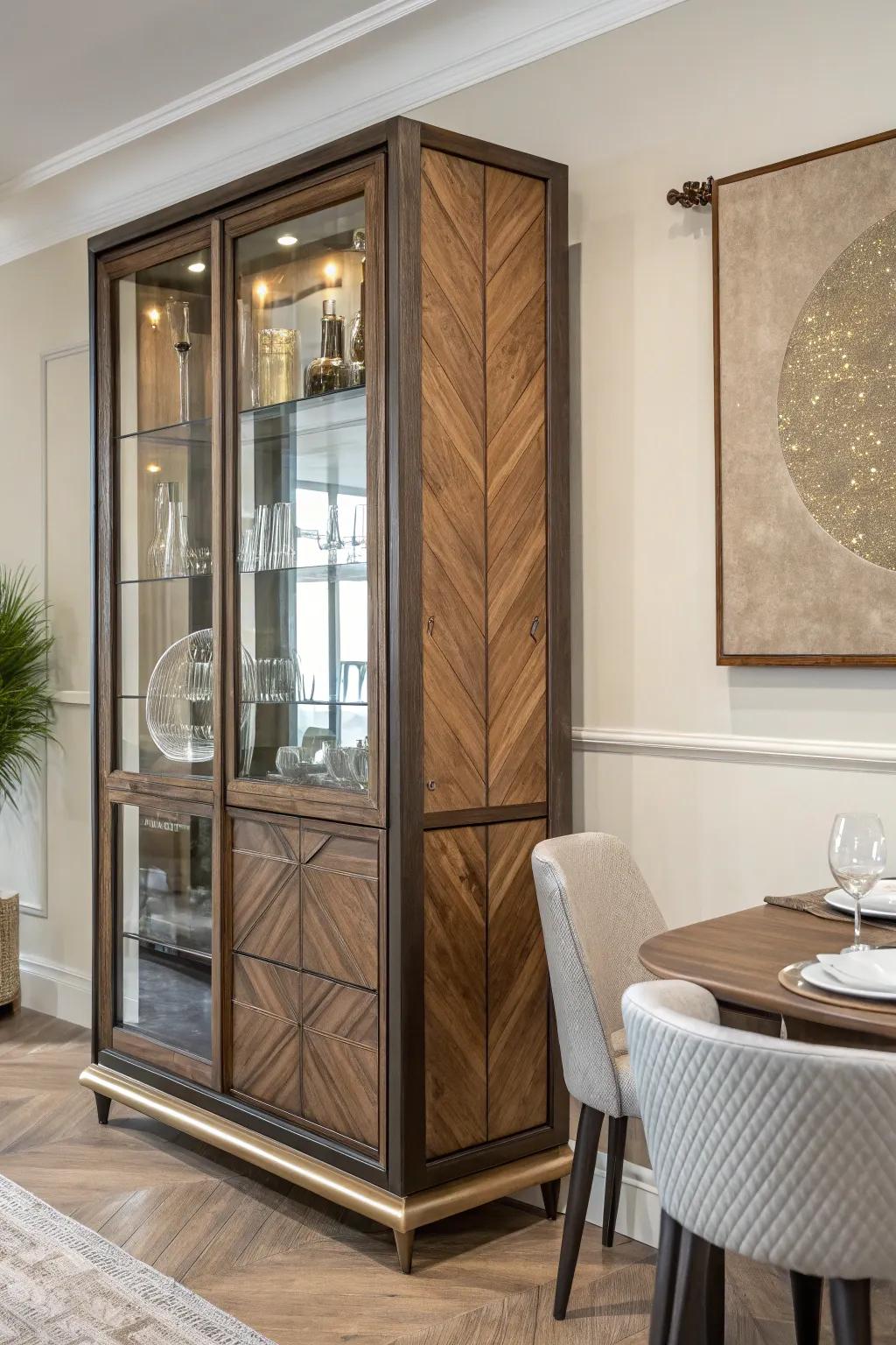 Assorted material cabinets offer a unique and contemporary style.