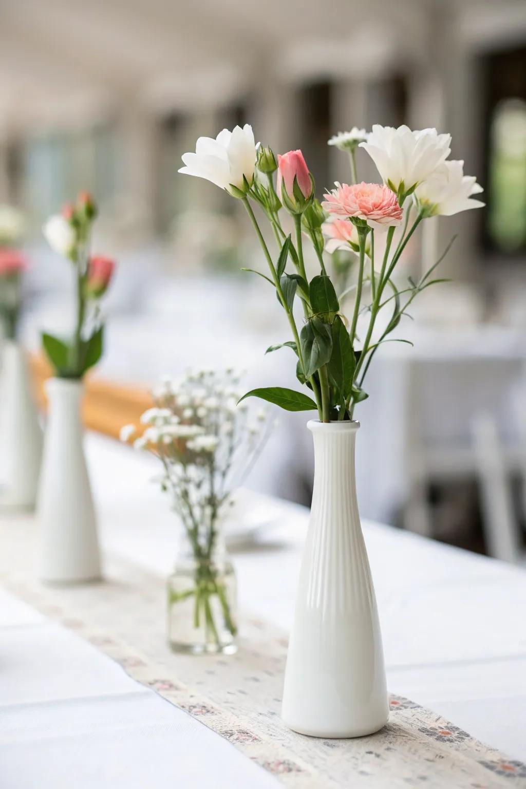 Stands with a single bloom bring simple elegance.
