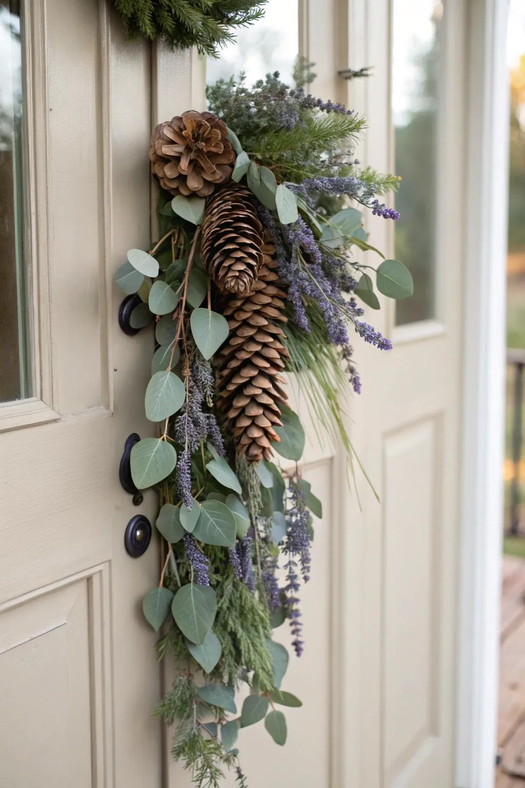 Organic-inspired door decor brings the outdoors to your doorstep.