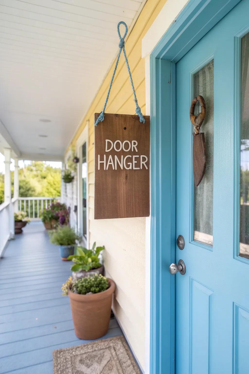 Greet your guests with a grin using a humorous door decoration.