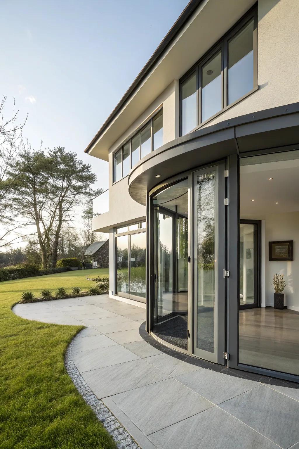 Rotating doors are a modern, space-efficient option.