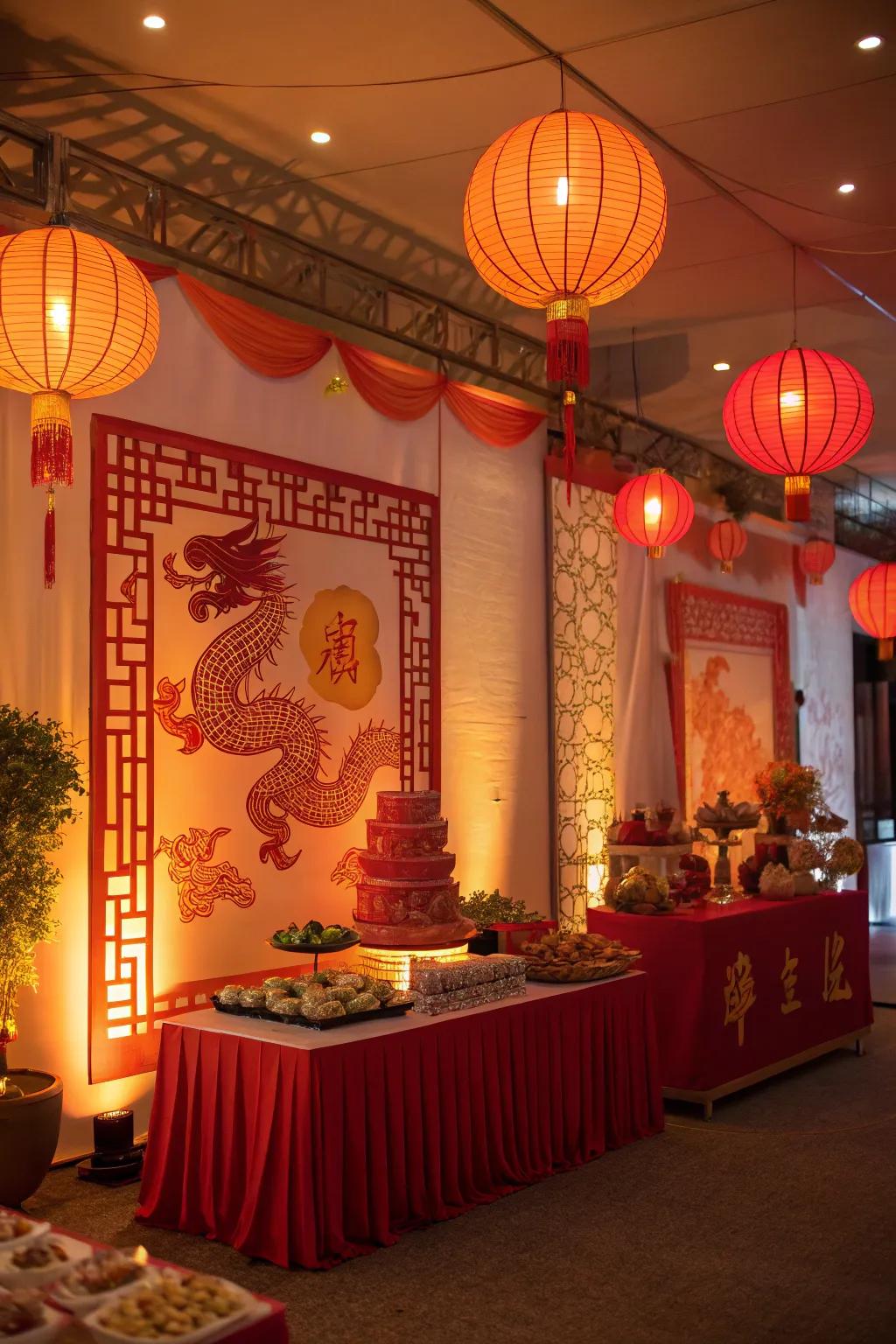 Mystical illumination casts a magical radiance over the festivity.