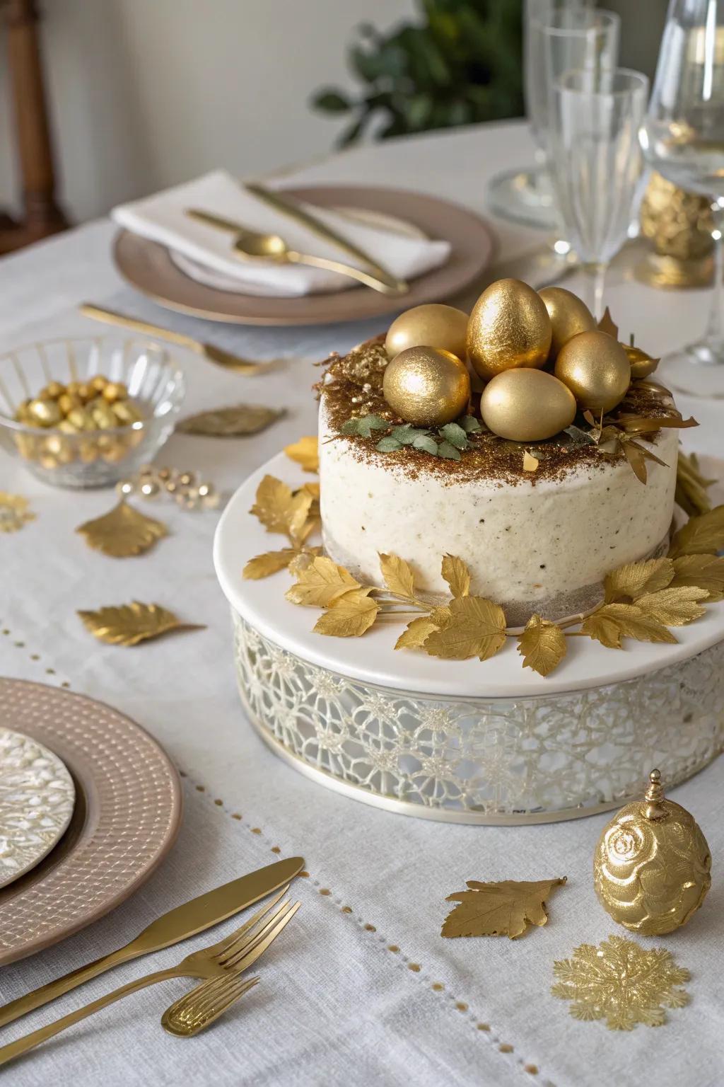 Gilded gems append a hint of glamour to this Easter cake.