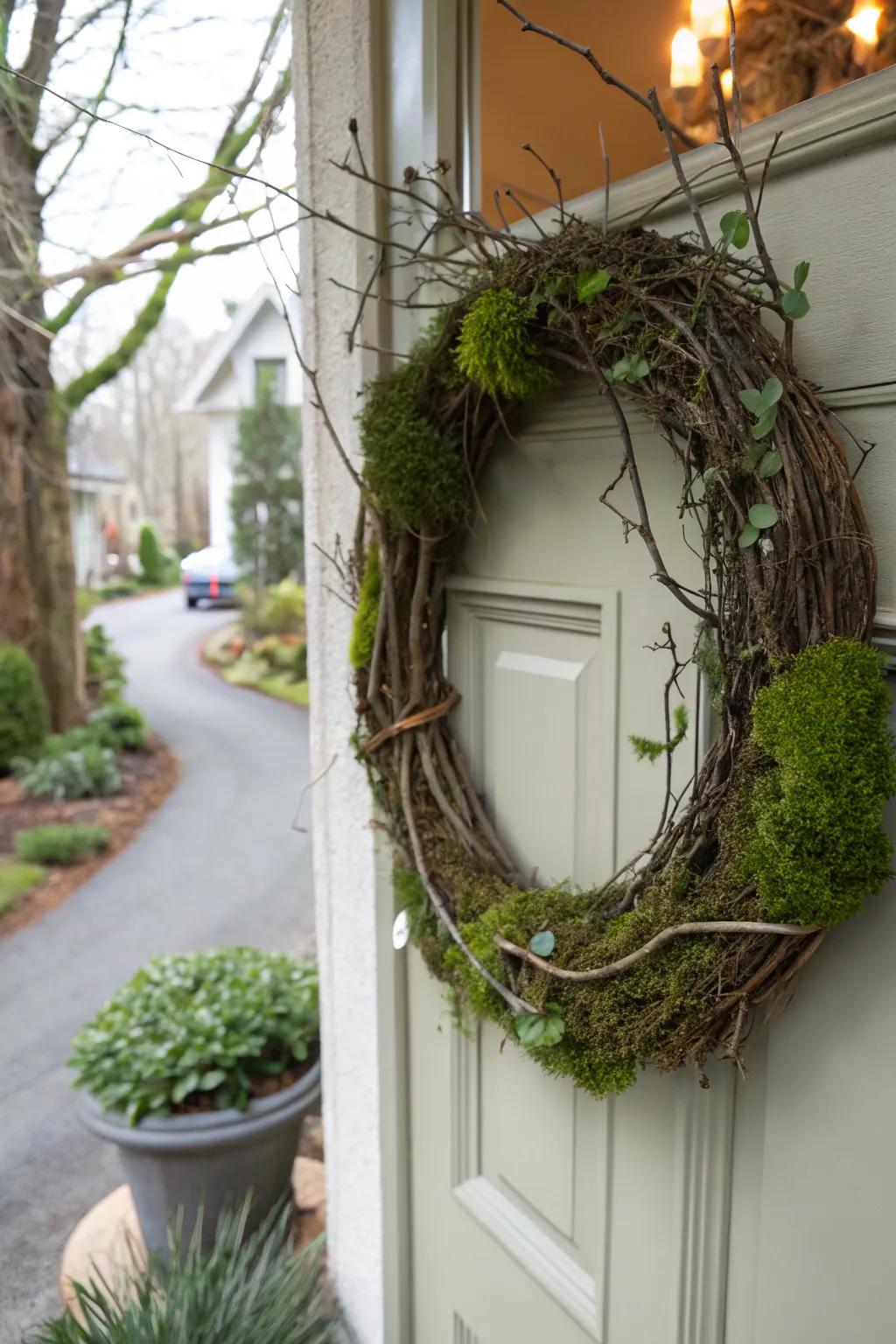 A genuine verdure circlet infuses an earthy and ageless fascination.