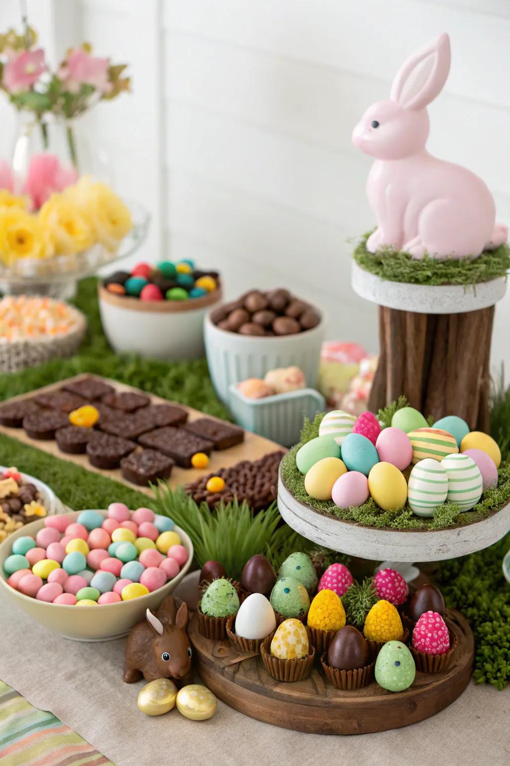 An inviting snack buffet filled with Easter delights.