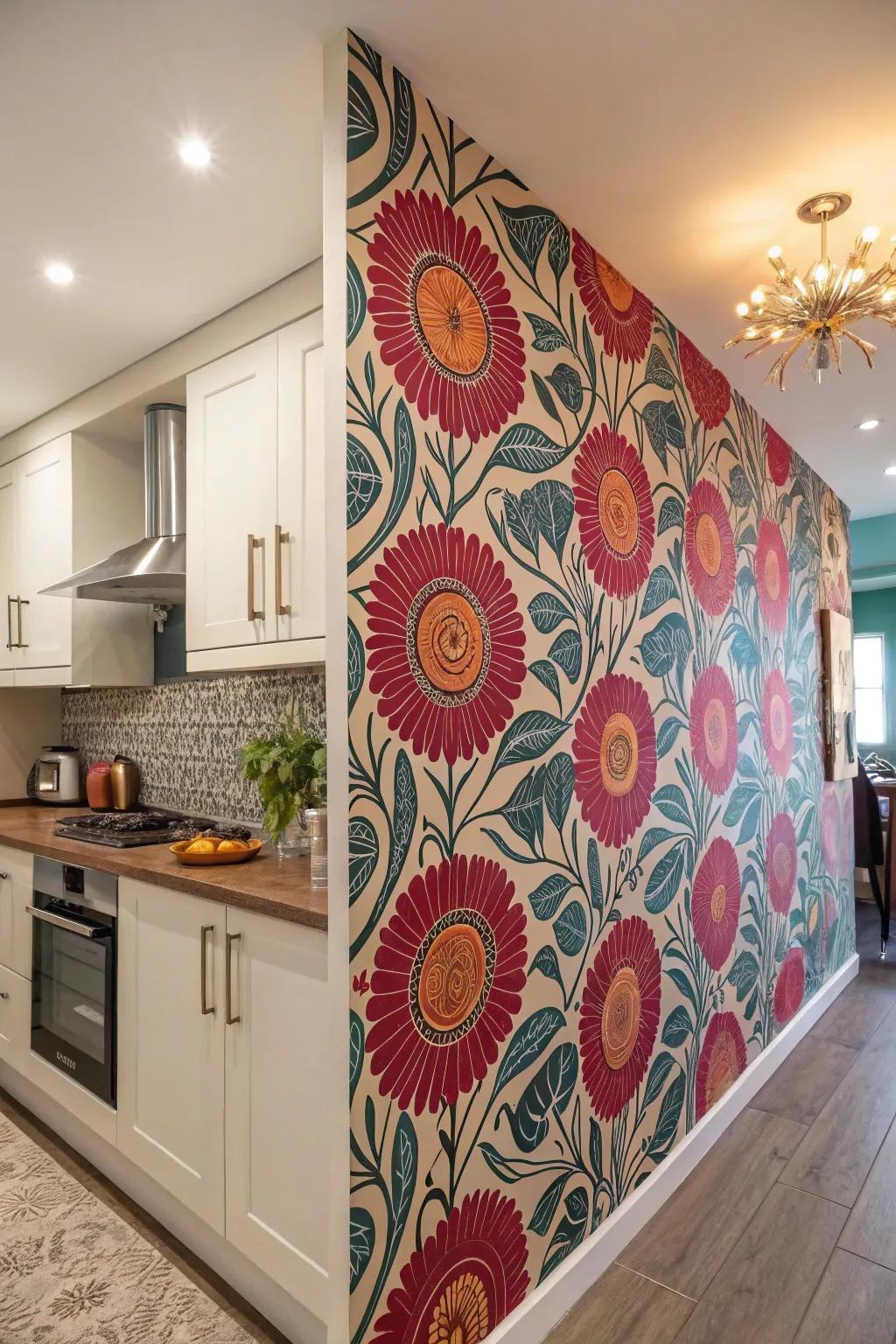 A centerpiece wall adds flair to your kitchen’s look.