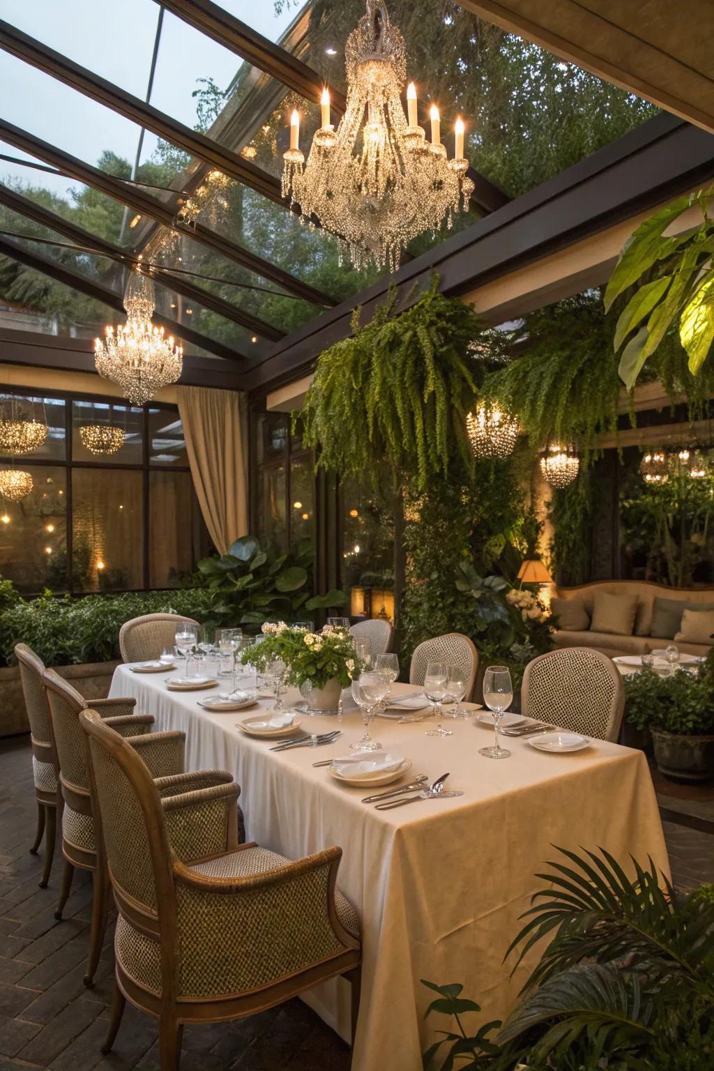 An inviting dining space on the patio, combining comfort and style.