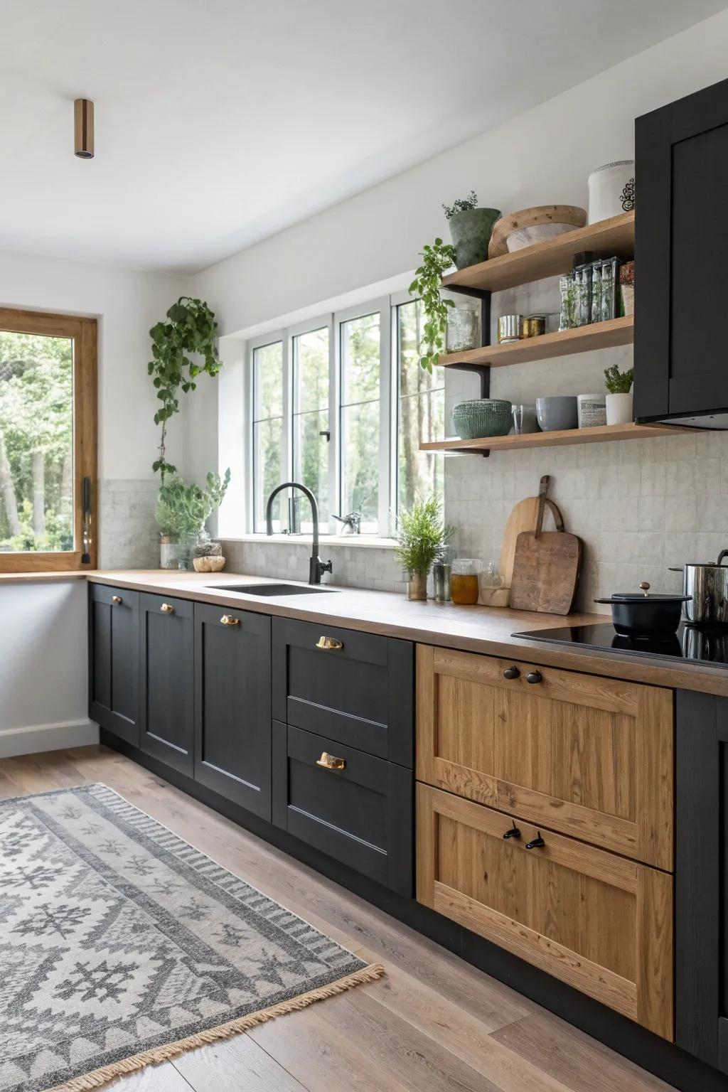 Introduce a burst of color with contrasting cabinet ends. 🎨 #KitchenDesign #ColorPop