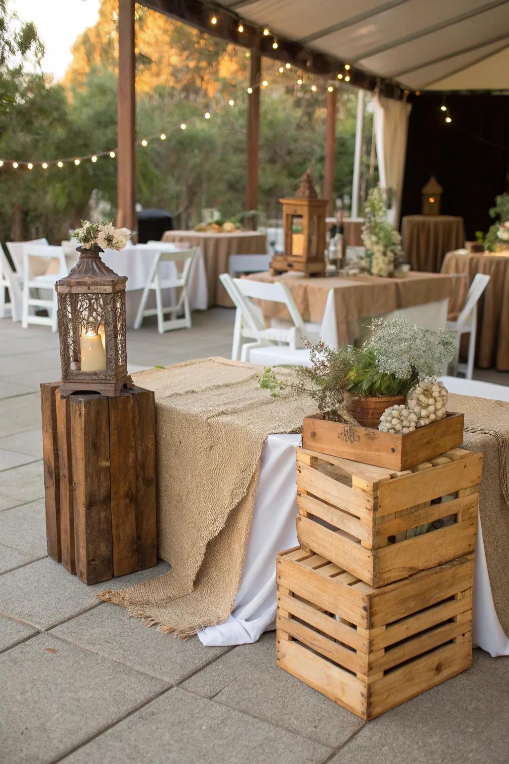 Earthy components contribute allure to an outdoor engagement gathering.