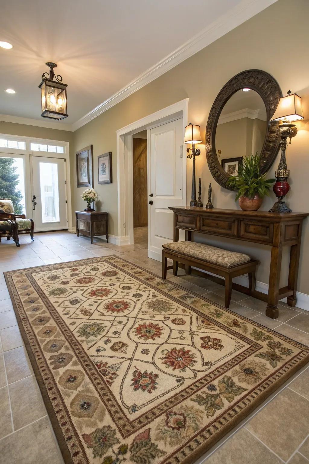 Floor coverings contribute to a warm and inviting atmosphere.