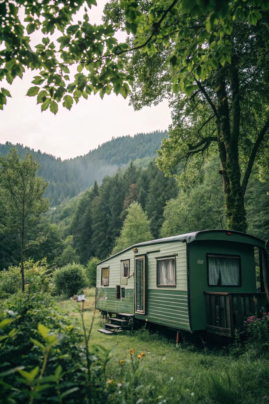 Deep woodland green creates a serene, natural hideaway.