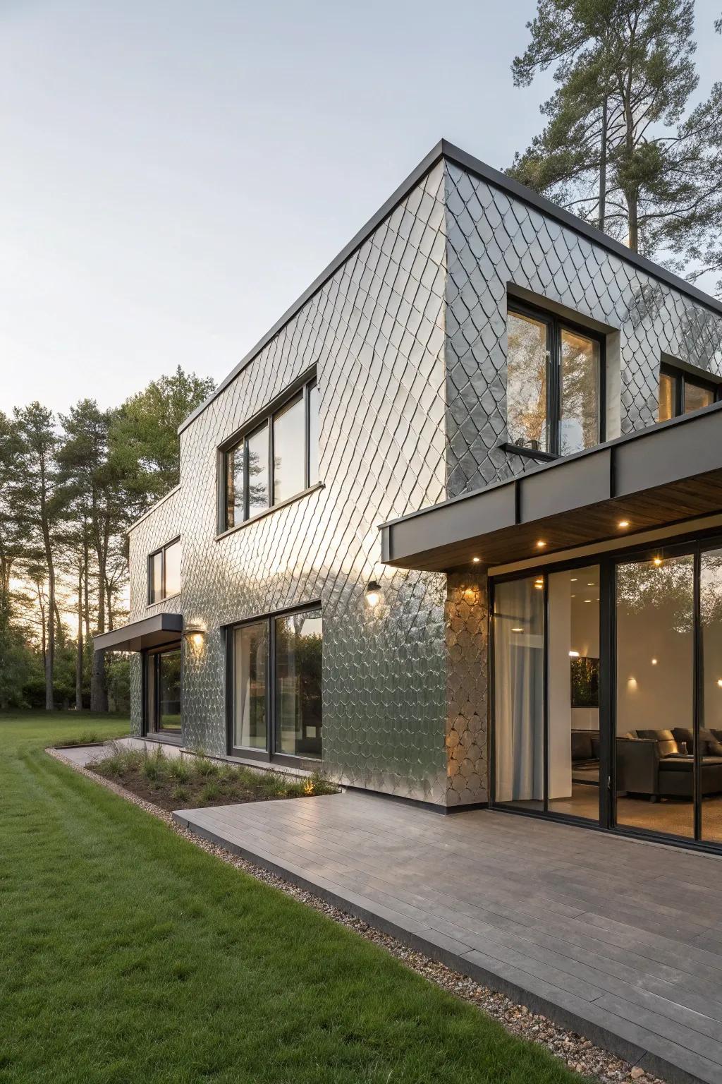 Metallic sheen cladding provides a futuristic flair.