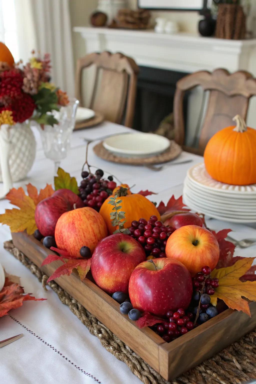 Edible fruits such as pomes and berries contribute a newly cut burst of pigmentation.