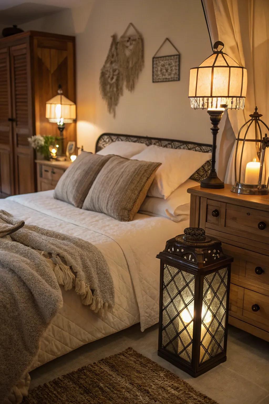 Soft lighting enhances the coziness of the space.