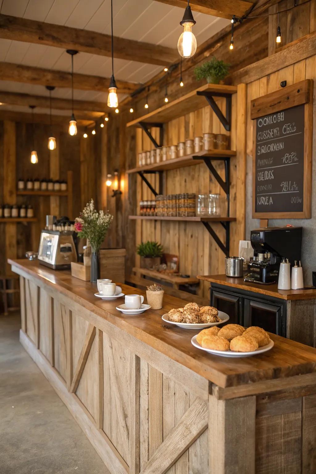 Cozy feel through distressed timber effects.