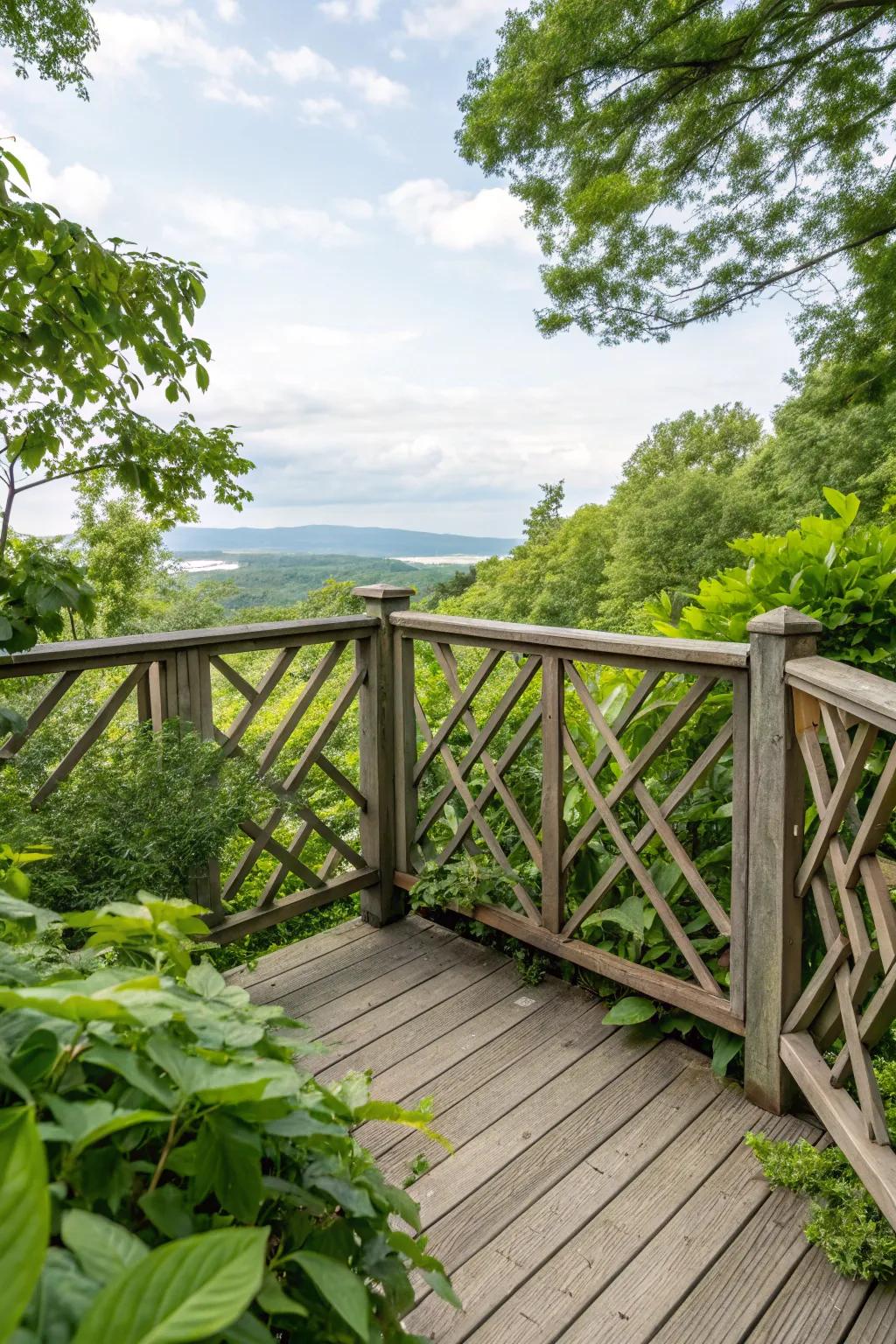 Eye-catching design: Geometric designs using timber.