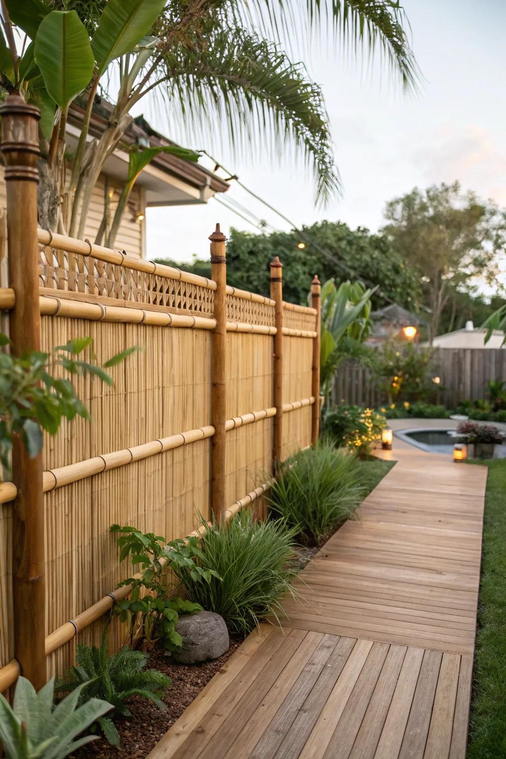 Transform your fence with the natural charm of bamboo.