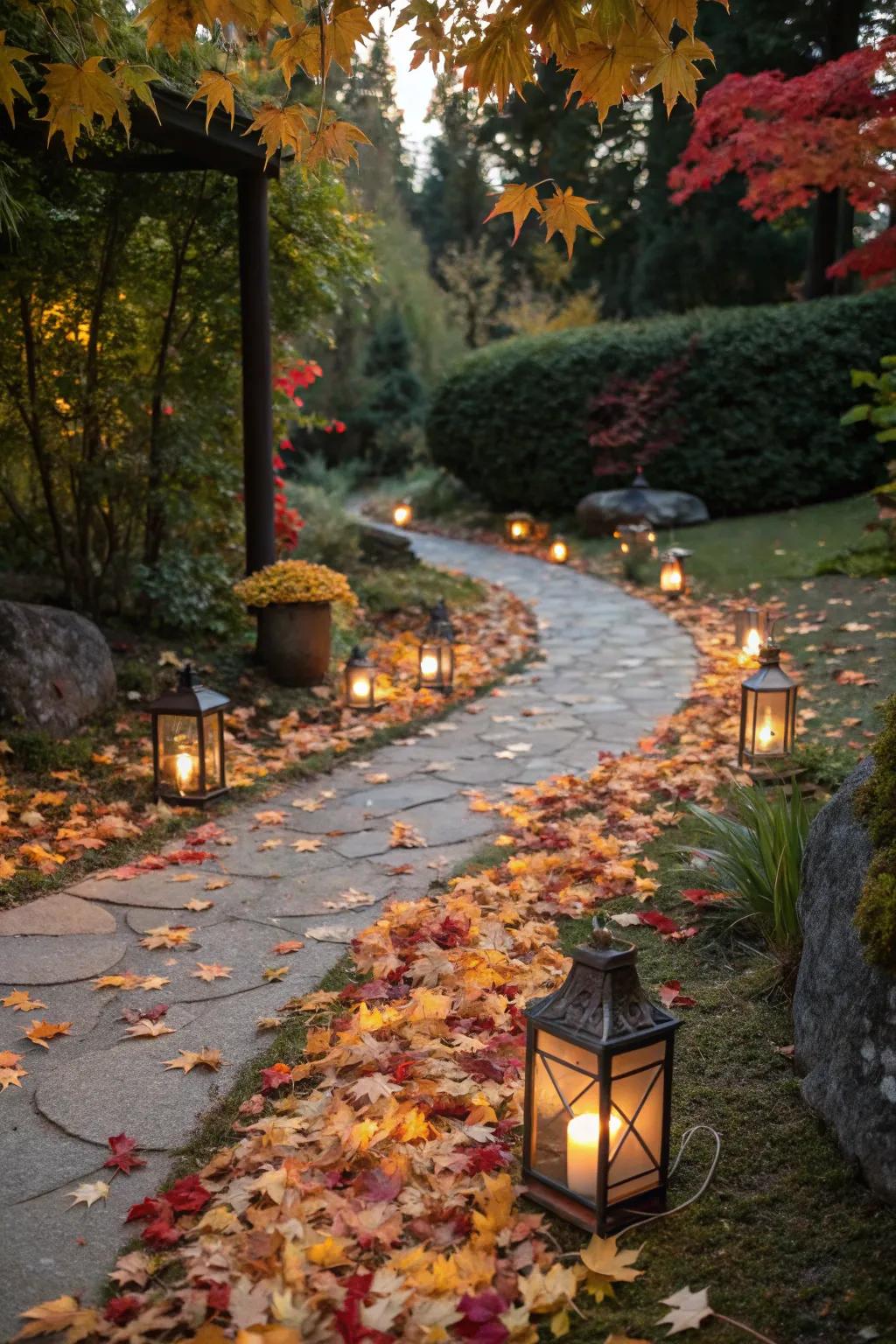 Making a pathway glow will enhance any autumn get-together.