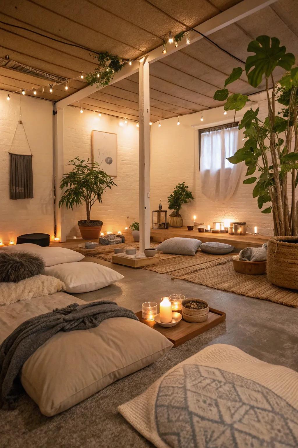 Find serenity in a dedicated meditation area.