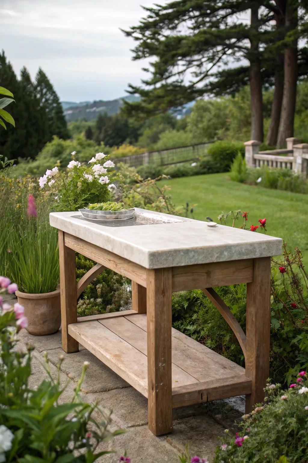 A distinctive stone top that combines beauty with function.