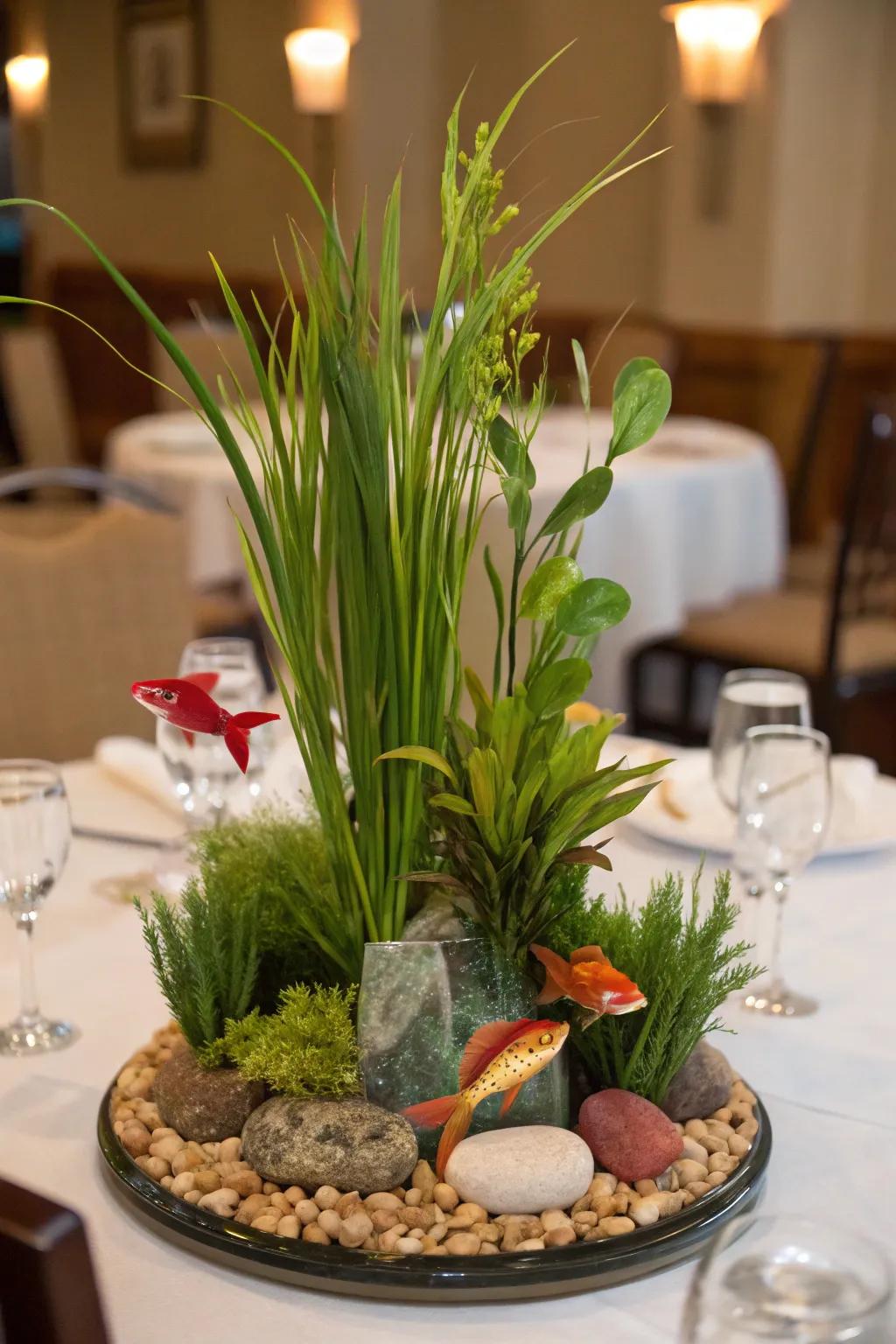 Aquatic plants provide a hint of greenery from nature.