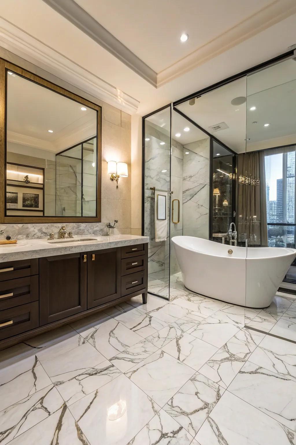 Grandeur and elegance with stone-look ceramics.
