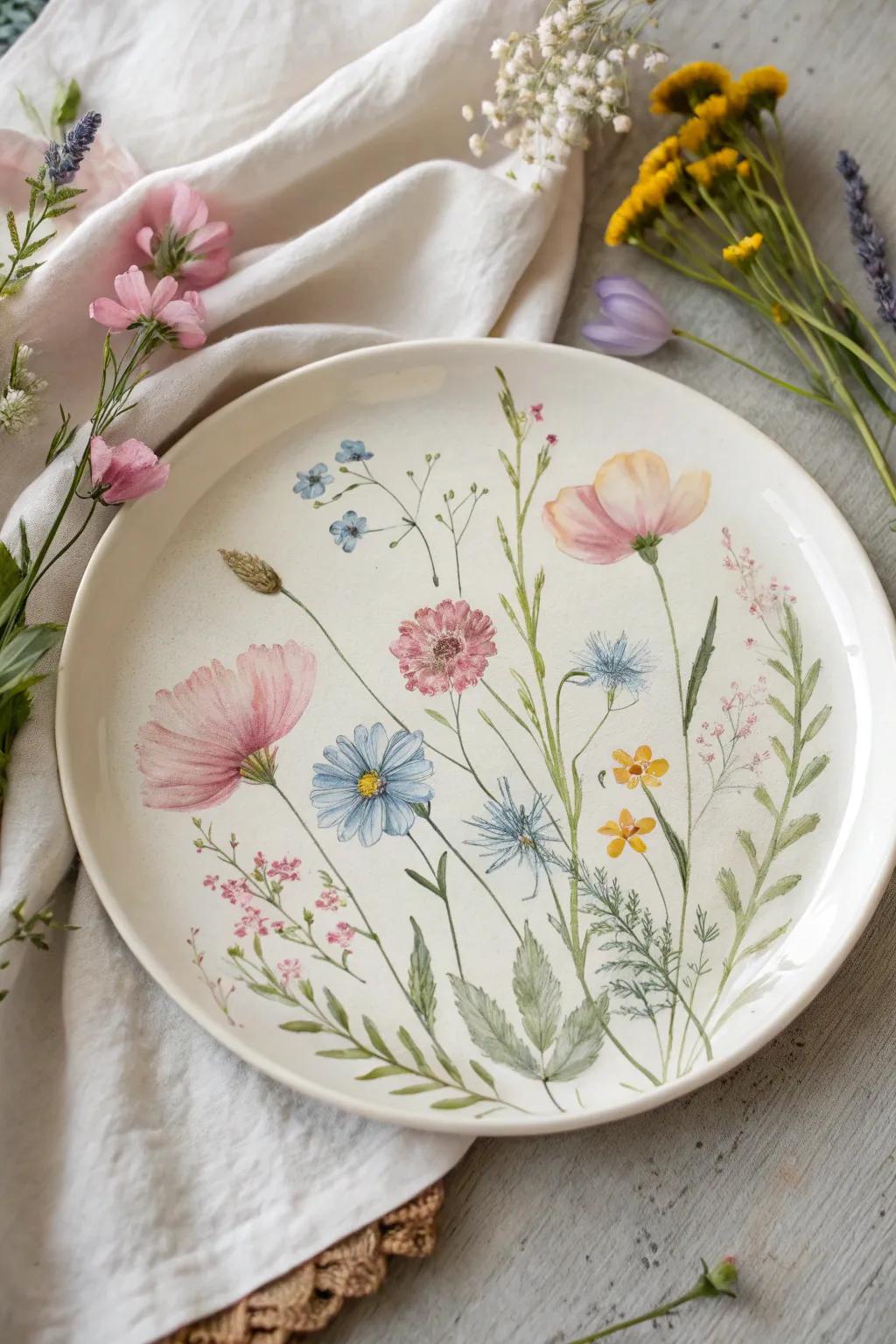 Translucent field blooms deliver a delicate, creative aspect to your tableware.