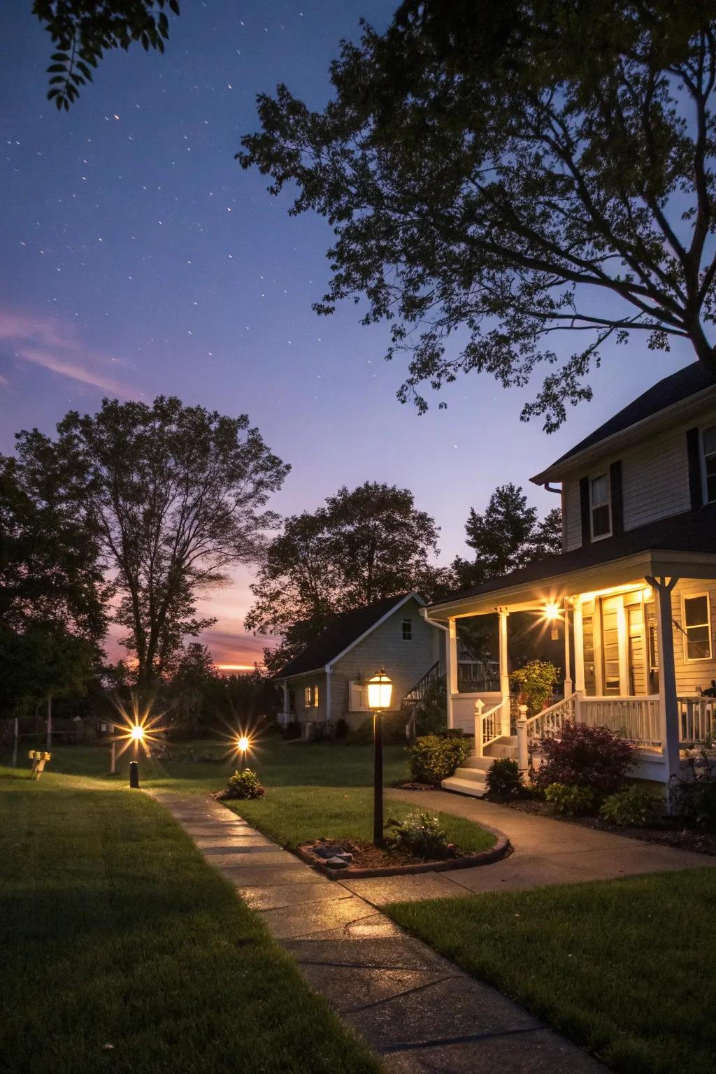 Outdoor lighting enhances your yard's atmosphere and security.