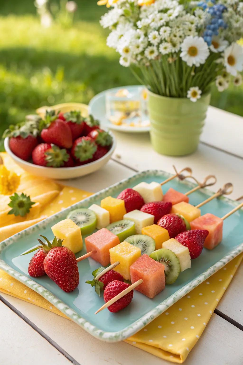 Entertaining and engaging fruit skewers for your visitors.