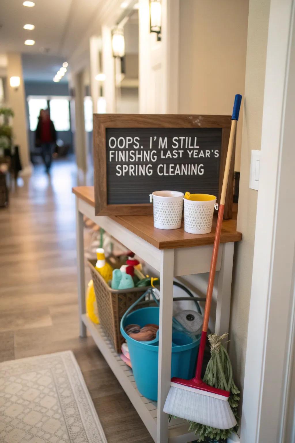 A humorous take on the ongoing task of spring cleaning.