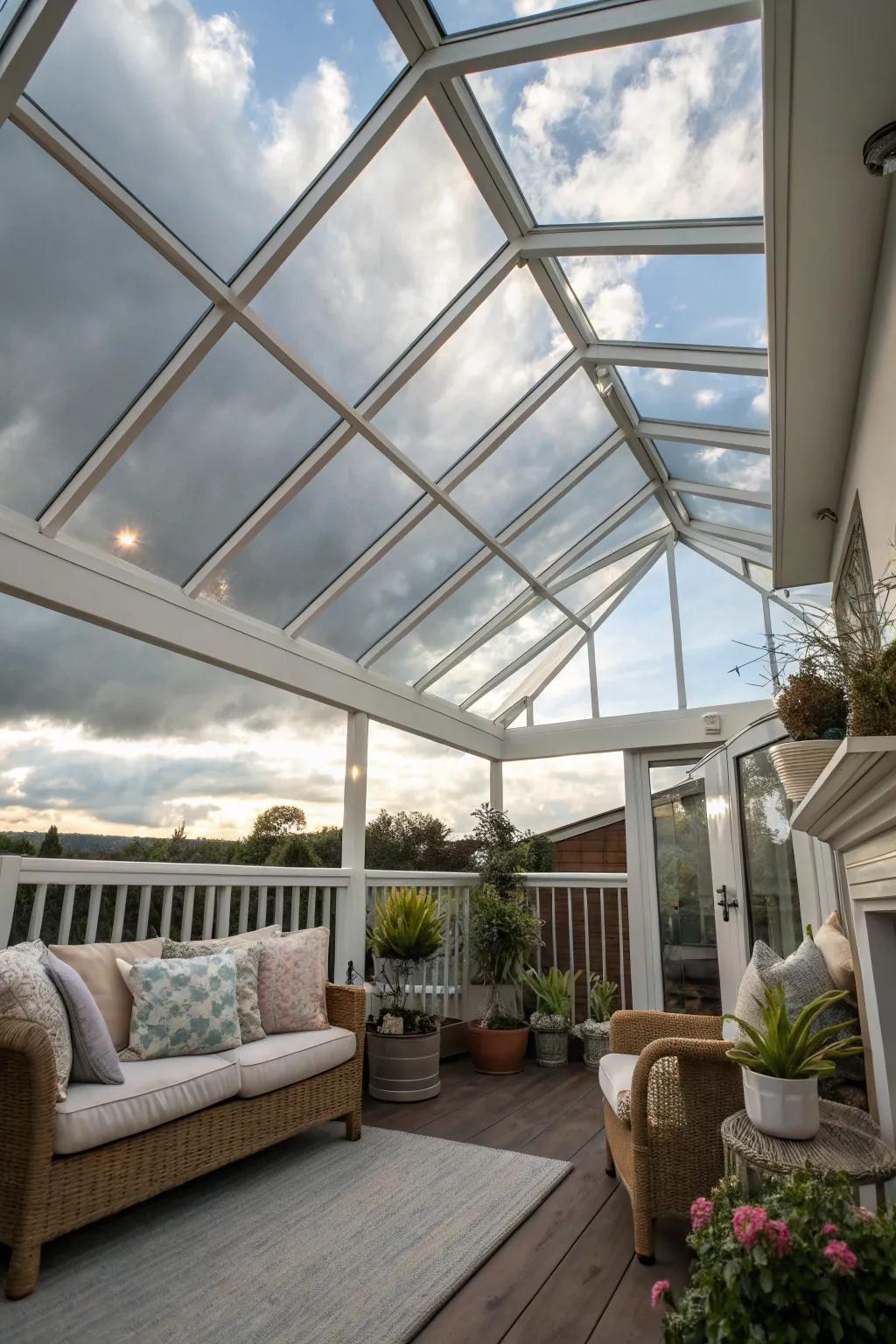 A glass roof porch connecting you to the celestial expanse.