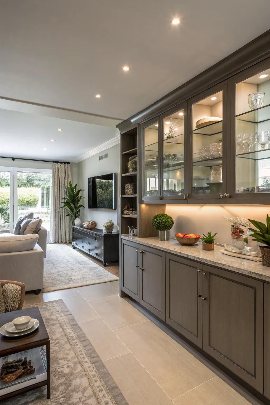 Effective storage solutions ensure a neat and orderly space.