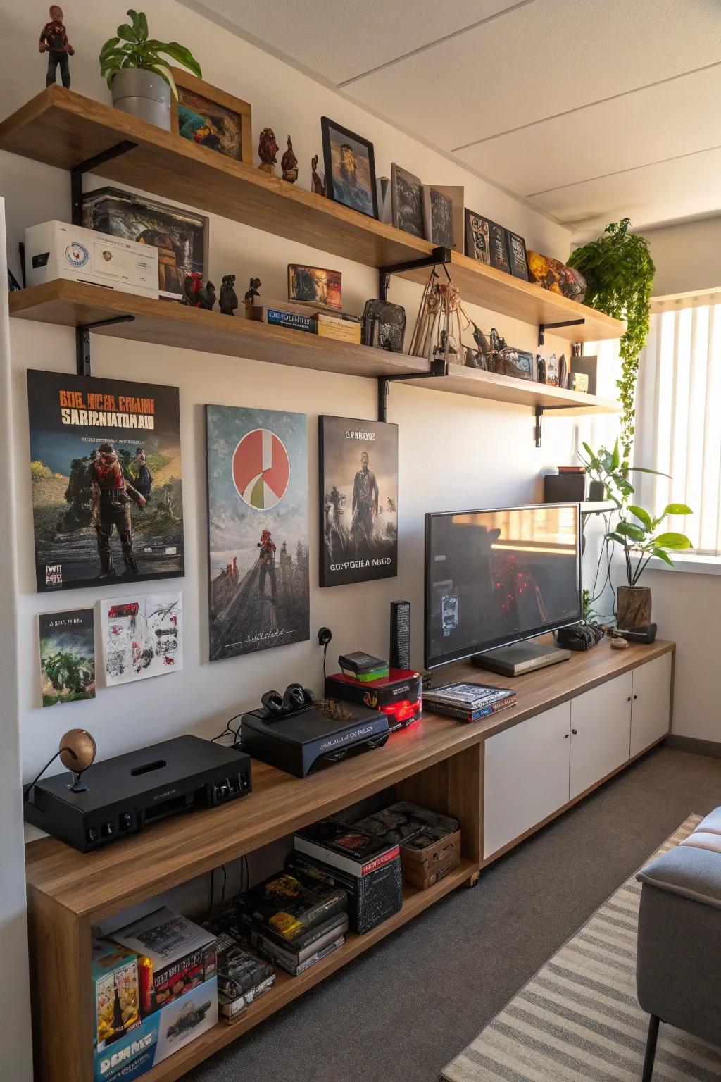 Showcase your treasures on elevated shelves.