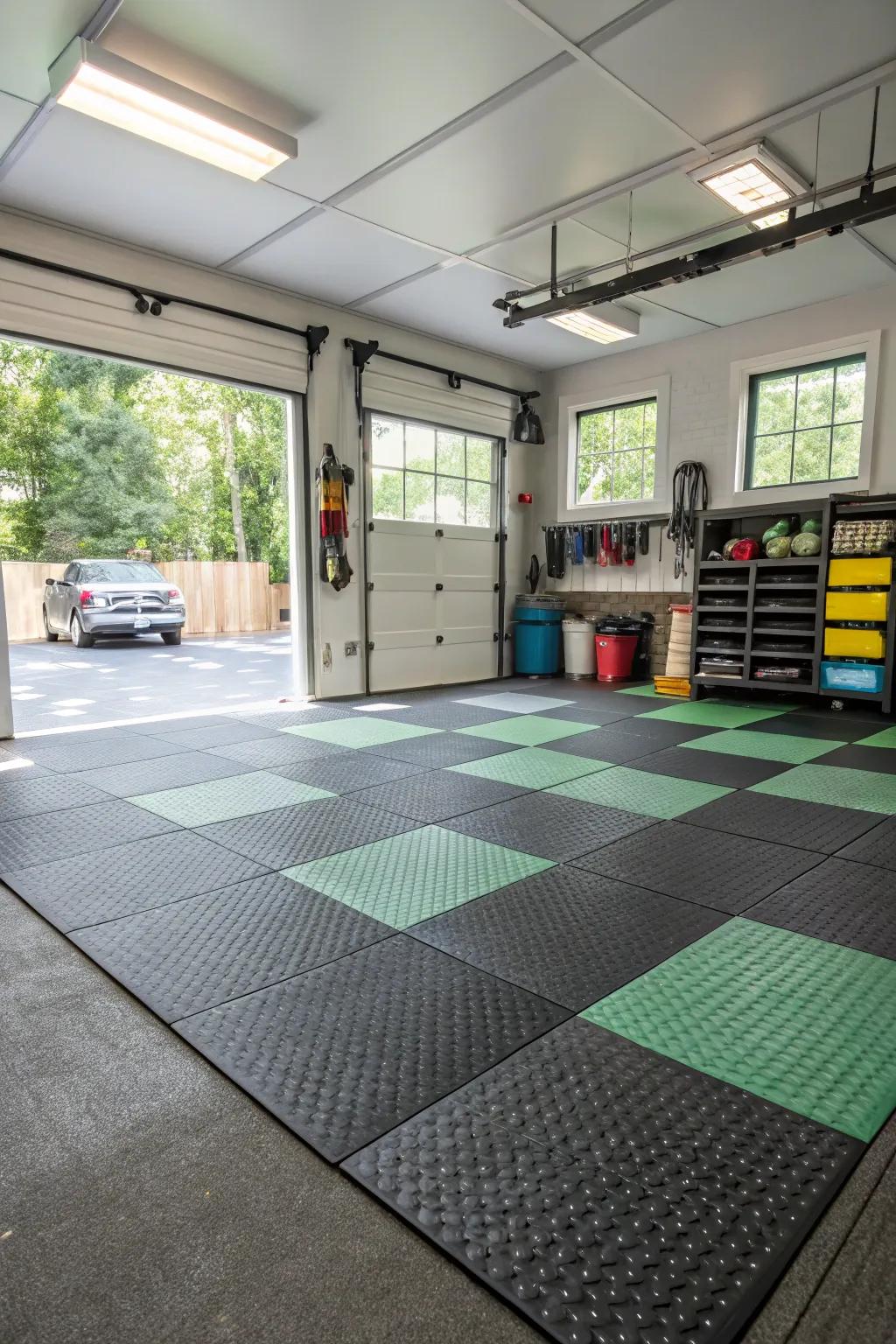 Choose sustainability with recycled floor tiles.