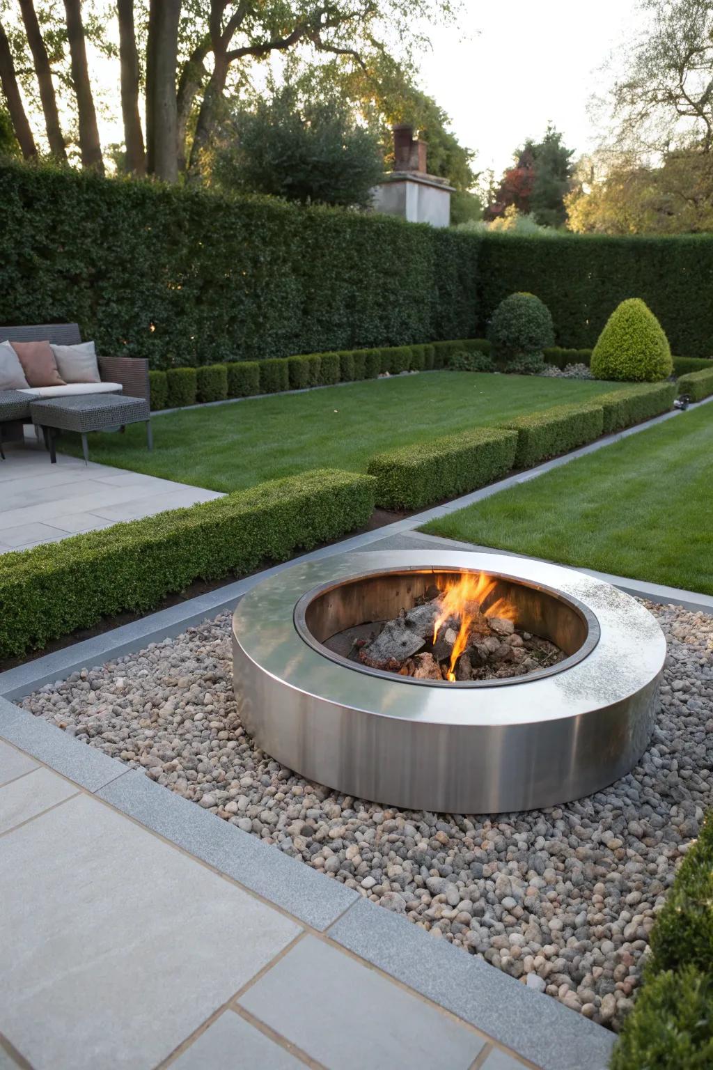 Modern steel fire features offer a sleek, contemporary look.