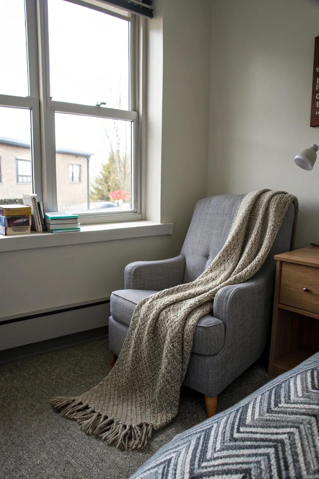 A comforting reading nook proves ideal for de-stressing.