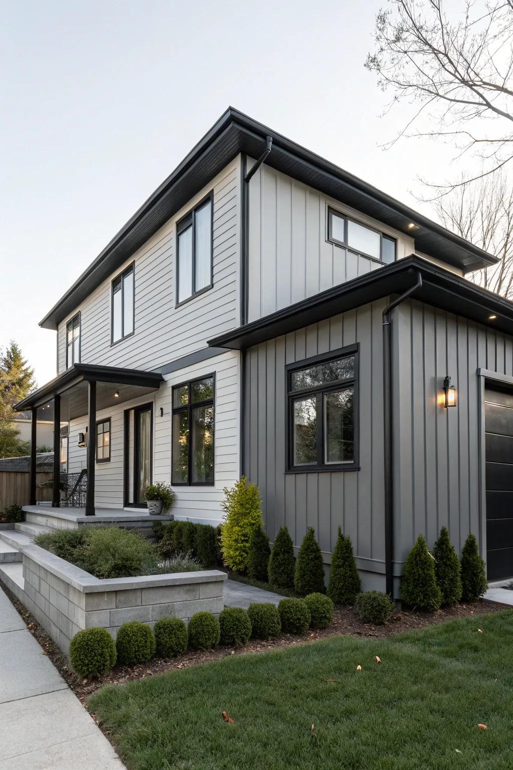 Grey paired with jet trim delivers a polished and modern aesthetic.