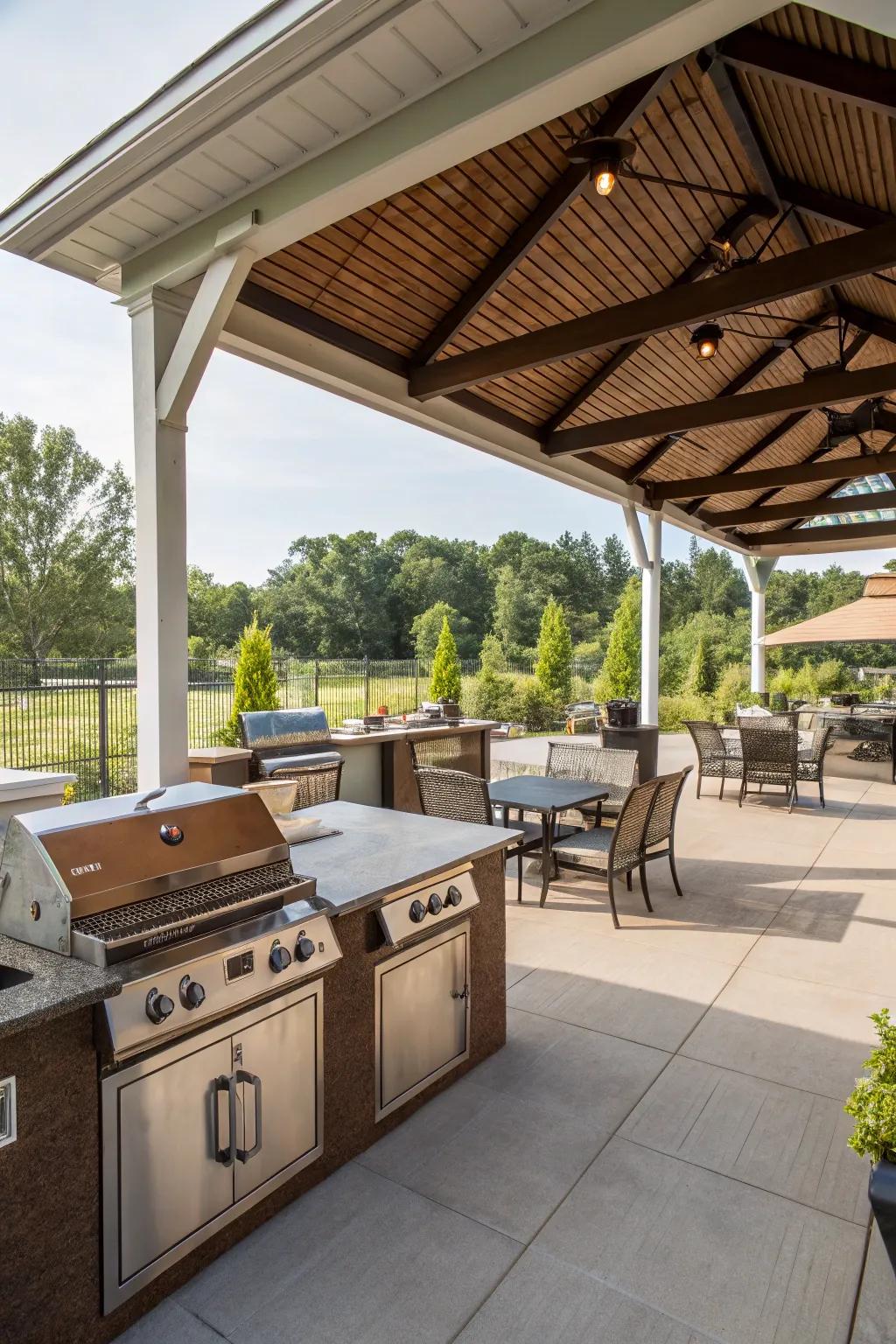 An open-air grill pavilion designed for enjoying the outdoors.