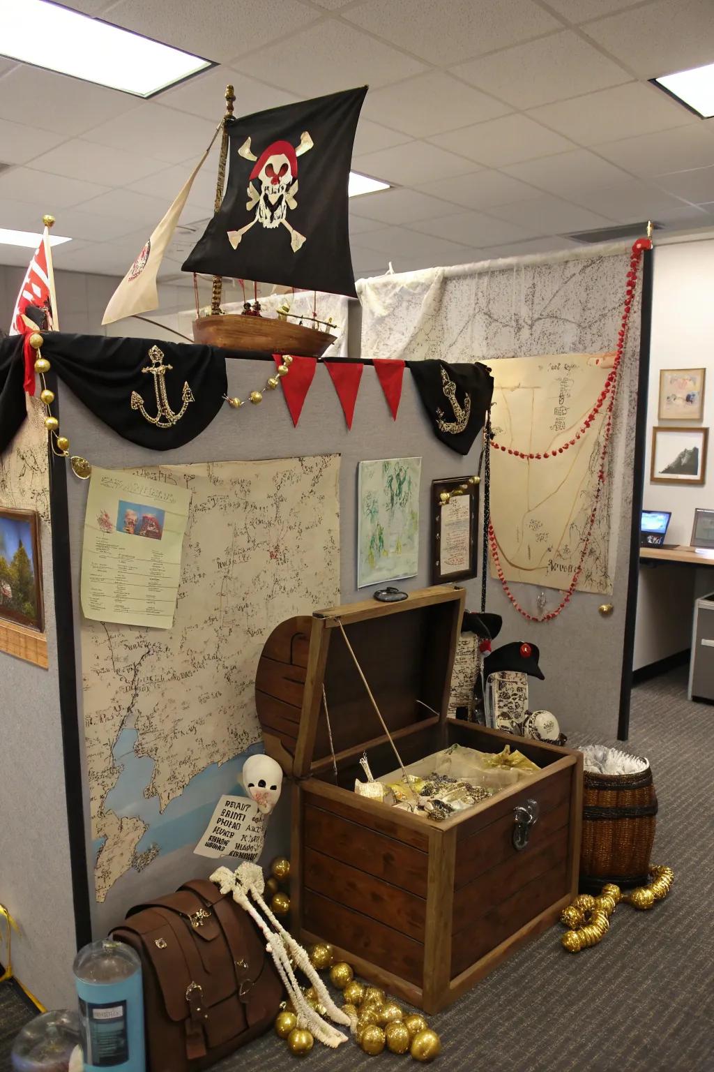Set forth on a corsair escapade with themed ornamentation and concealed treasures.