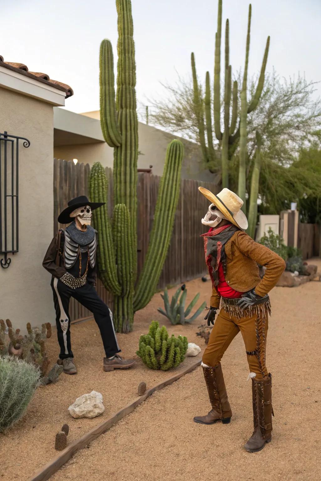 Cowboy skeletons usher a hint of the wild west into your Halloween decorations.